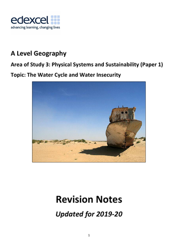 A Level Geography Edexcel - Water Cycle and Water Insecurity Revision Notes