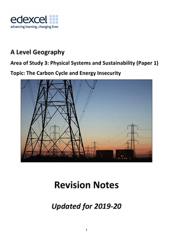 A Level Geography Edexcel - Carbon Cycle and Energy Security Revision Notes