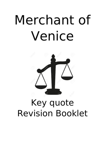 Merchant of Venice key quotation activity booklet