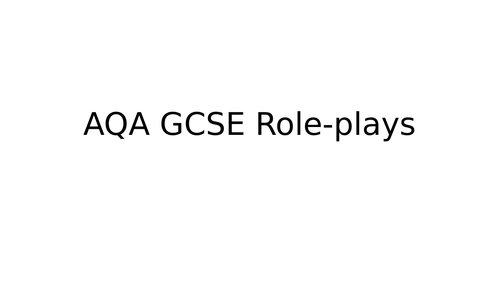 AQA GCSE German Role-plays introduction
