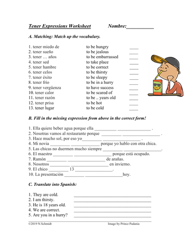 tener-expressions-worksheet-expresiones-con-tener-sub-plan-teaching-resources
