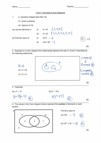 IGCSE Sets & Venn Diagrams Test