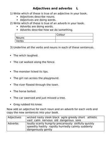 Adjectives and adverbs