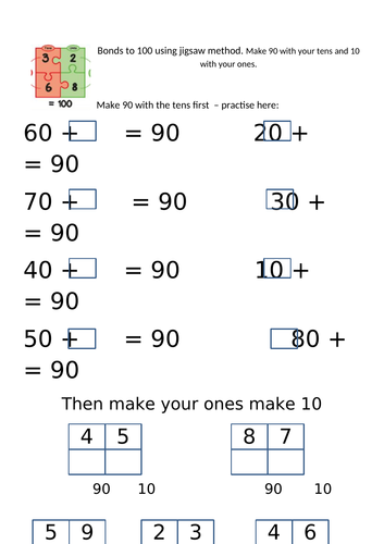 Bonds to 100 jigsaw numbers