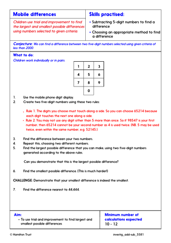 column subtraction problem solving year 5