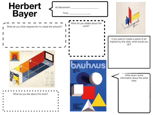 Artist & Designer Influences and Contexts Worksheets