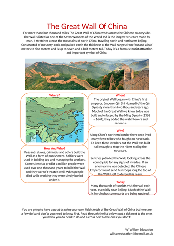 The Great Wall Of China - Field Sketch