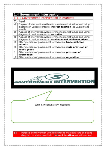 Government Intervention - Year 1 Micro