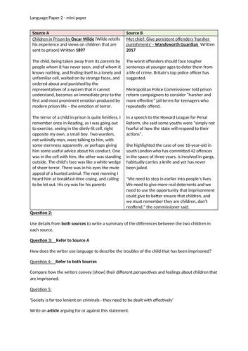 AQA English Language Paper 2 mini mock