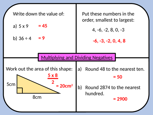 Multiplying/Dividing Negatives Lesson