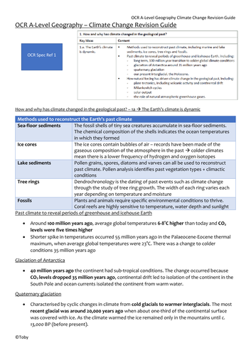 OCR A-Level Geography - Climate Change revision guide