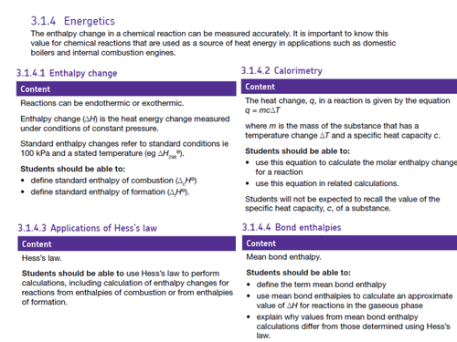 AQA AS Chemistry energetics