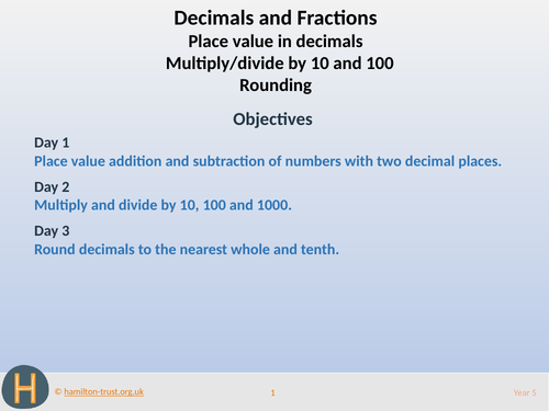Place value in decimals; rounding - Teaching Presentation - Year 5