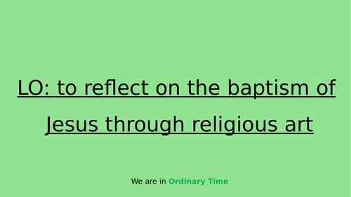 Reflecting on Jesus' baptism