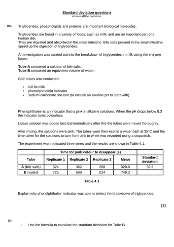 Standard deviation powerpoint and exam questions for OCR A-level spec A and B and other specs!