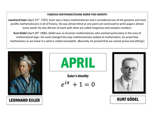 Maths Calendar - April