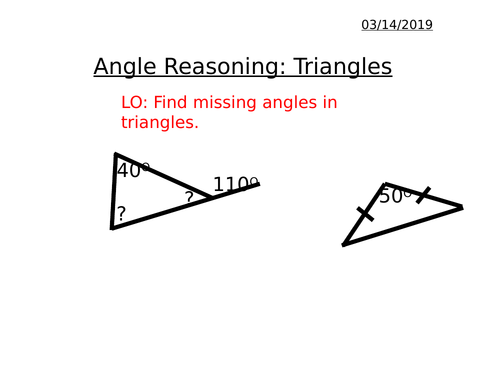 Angle Reasoning Angles In A Triangle Teaching Resources 1539