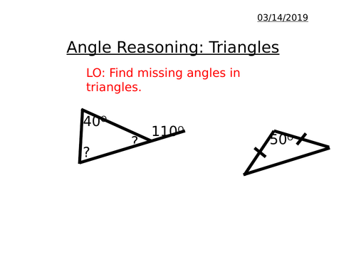 Angle Reasoning: Angles in a Triangle