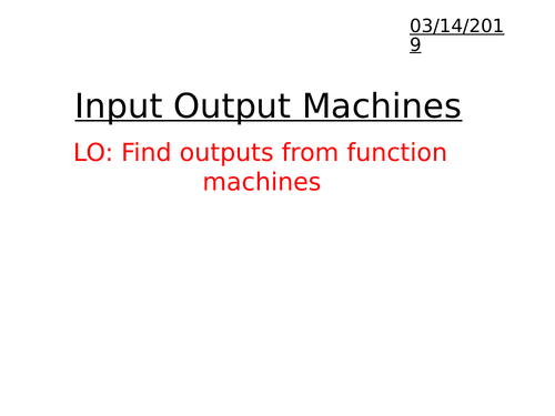 Function Machines - Finding outputs