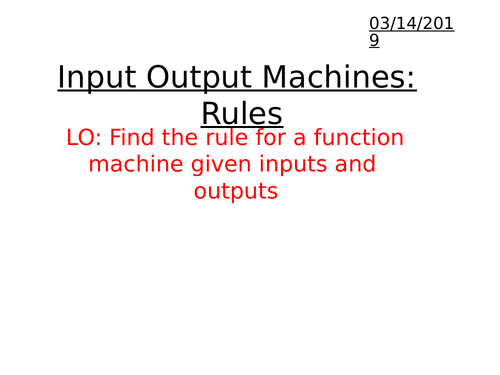 Function Machines: Finding rules