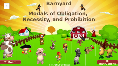 Modals of Obligation, Necessity, and Prohibition Barnyard English PowerPoint Game