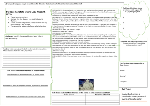 Macbeth Learning Mat Act 3 Scene 4 | Teaching Resources