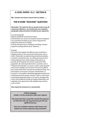 Edexcel A Level Economics 8 Mark Structure Strip