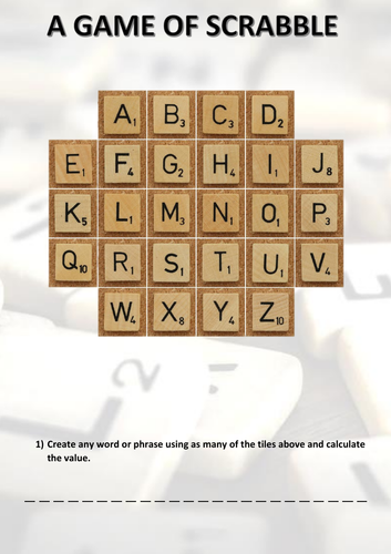 Embedding maths and English- A game of scrabble