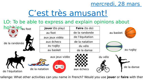 Mes Loisirs - Leisure activities lesson powerpoint