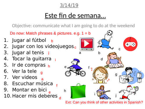 Este fin de semana - this weekend future free time plans lesson powerpoint