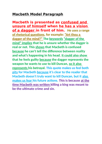 Macbeth Language Analysis Lesson + Model