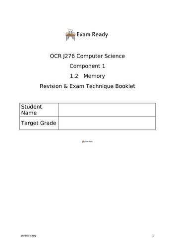 Memory Exam Ready Booklet