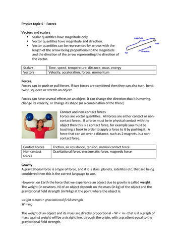 AQA GCSE Physics P5 Forces complete revision notes