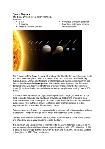 AQA GCSE Physics P8 Space Physics complete revision notes