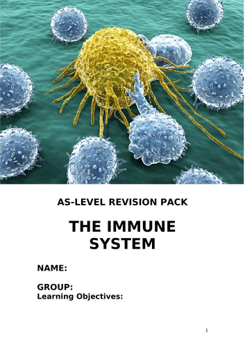 AS/A2 Level Year 12/13 Immune System Immunity Revision Booklet Pack