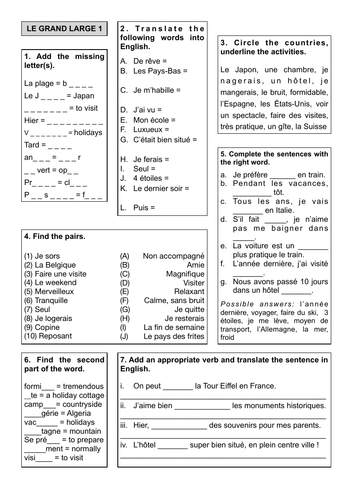 Revision Sheest 6 and 7 - Le Grand Large