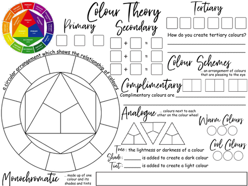 color theory art worksheets