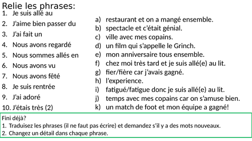 AQA GCSE French 9-1 Free time past weekend lesson