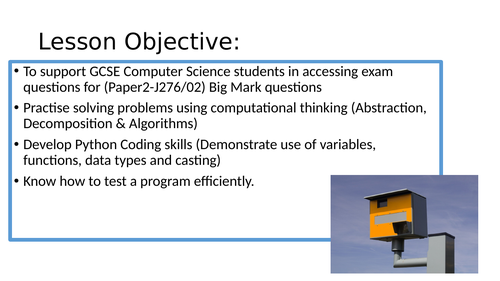 Computer Science J276/02 Computational thinking, algorithms and programming Lesson