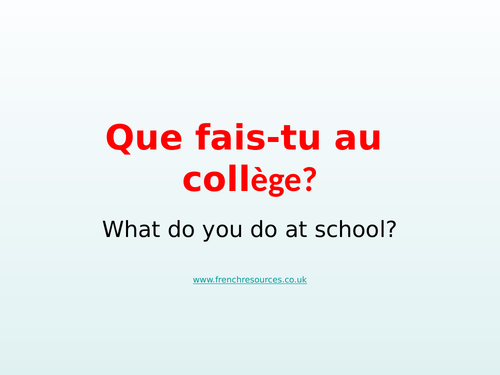 KS3 French Les activites au college