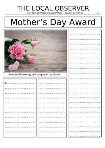Mother's Day and Father's Day Newspaper Templates and PowerPoints