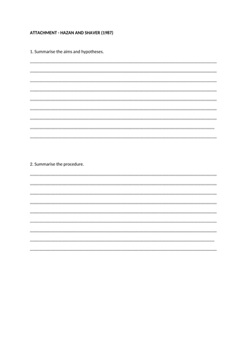 ATTACHMENT - HAZAN AND SHAVER (1987) - WORKSHEET