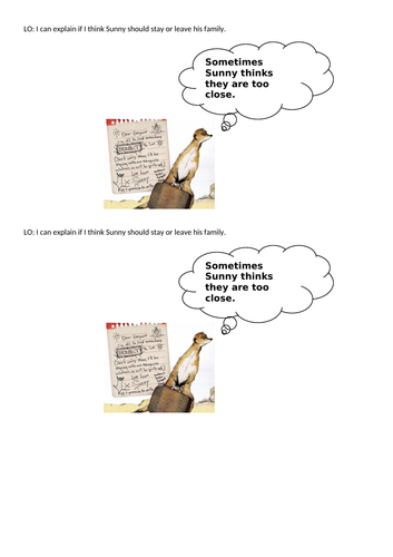 Meerkat mail thought bubble Year 1