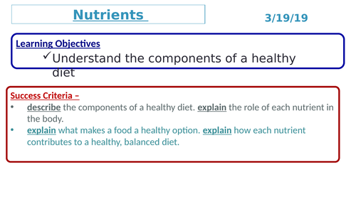KS3 Science Nutrients