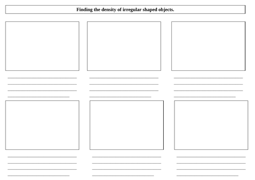 Density Required Practical - irregular shaped objects - storyboard and statements AEN, SEN,
