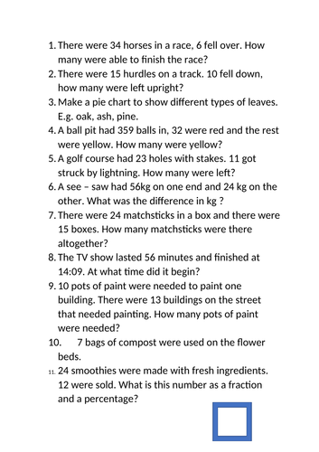 2 Maths worksheets with word problems and a challenge activity.