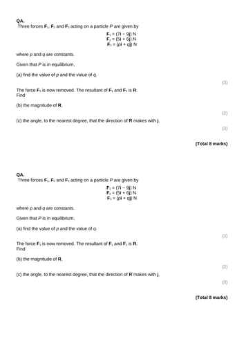 Mechanics Yr 1 Ch.10 Test and Review lesson