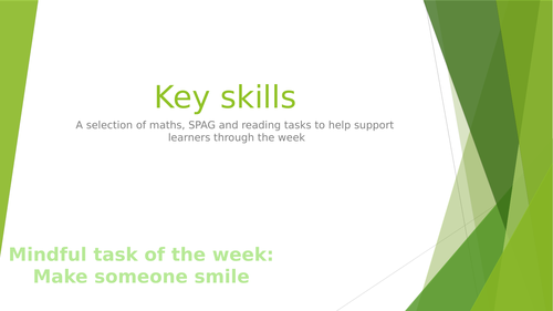 Key skills tasks- Monday to Friday