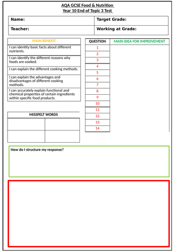 AQA GCSE Food Preparation & Nutrition section 3 lesson 9: End of Topic 3 Test