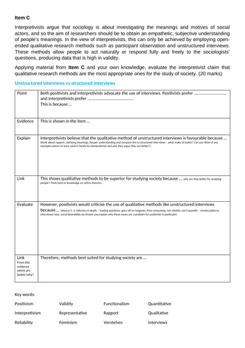 Positivism vs Interpretivism Essay Modelling FULL LESSON